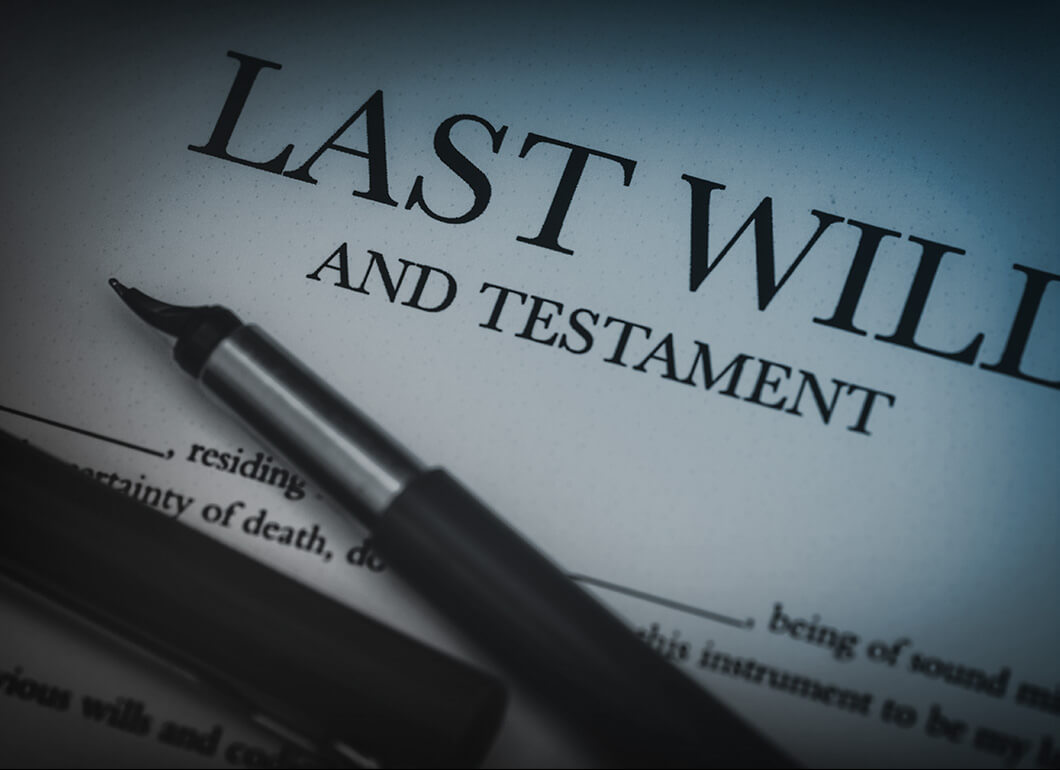 zoom in focus on the header of a Last Will and Testament