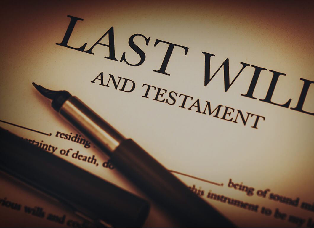 zoom in focus on the header of a Last Will and Testament